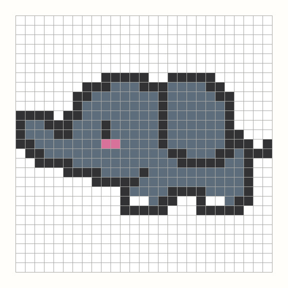 Elephant Perler Bead Pattern editable grid preview