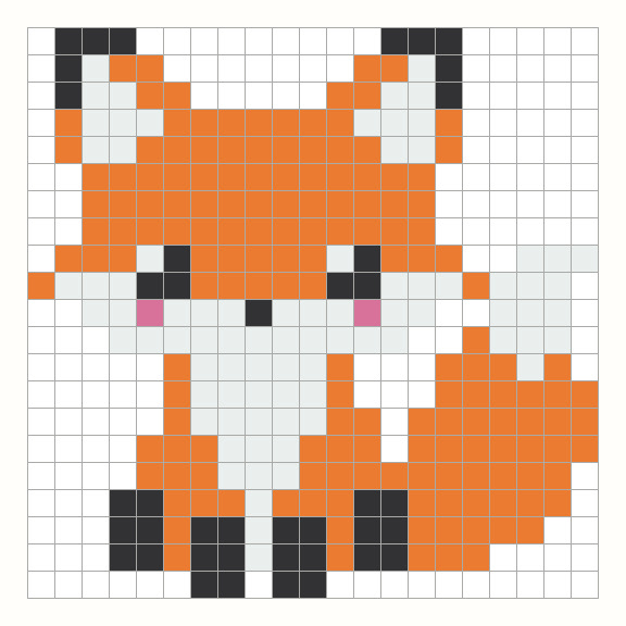 Fox Perler Bead Pattern editable grid preview
