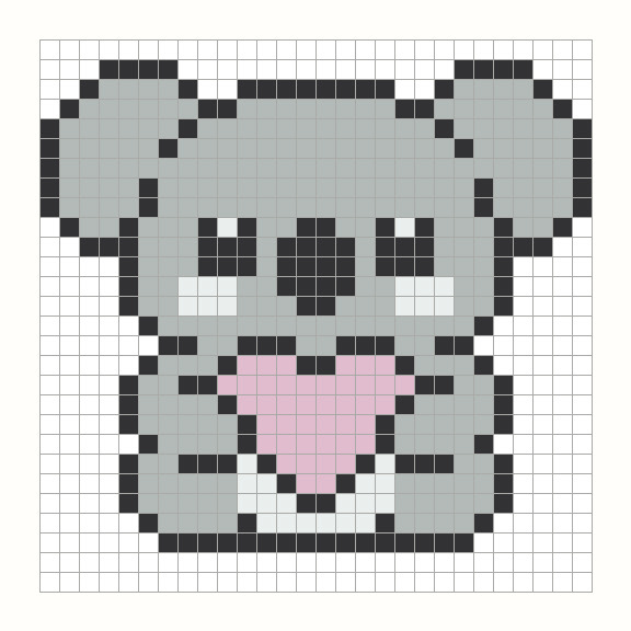 Koala Perler Bead Pattern editable grid preview