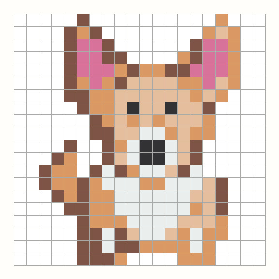 Corgi Perler Bead Pattern editable grid preview