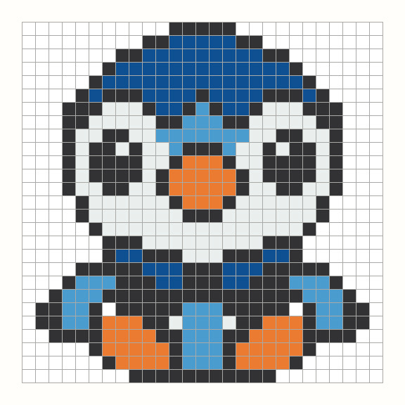 Penguin Perler Bead Pattern editable grid preview
