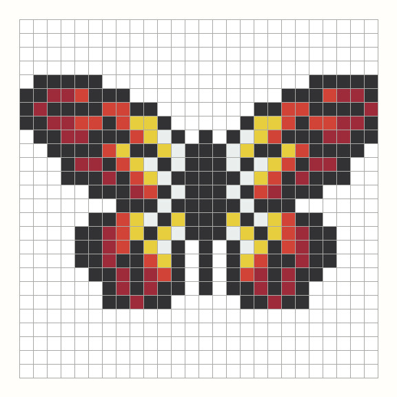 Butterfly Perler Bead Pattern editable grid preview