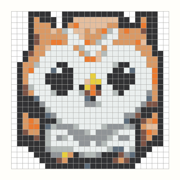 Owl Perler Bead Pattern editable grid preview