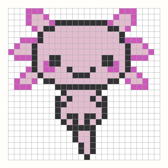 Axolotl Perler Bead Pattern editable grid preview