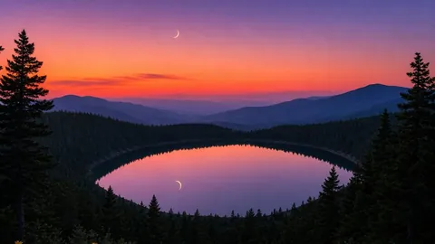 Crescent lake sunset source