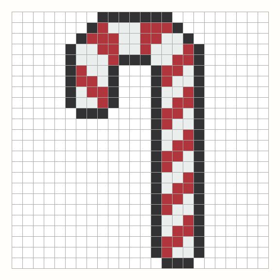 Candy Cane Perler Bead Pattern editable grid preview