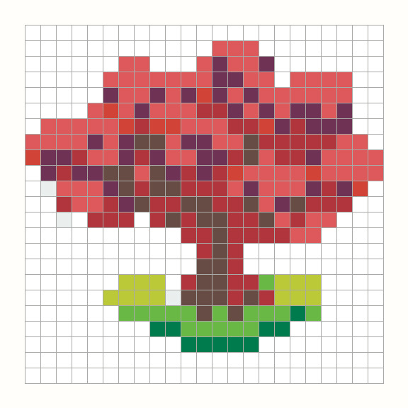 Cherry Blossom Perler Beads editable grid preview