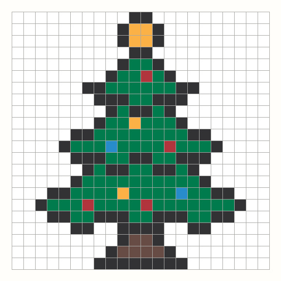 Christmas Tree Perler Bead Pattern editable grid preview