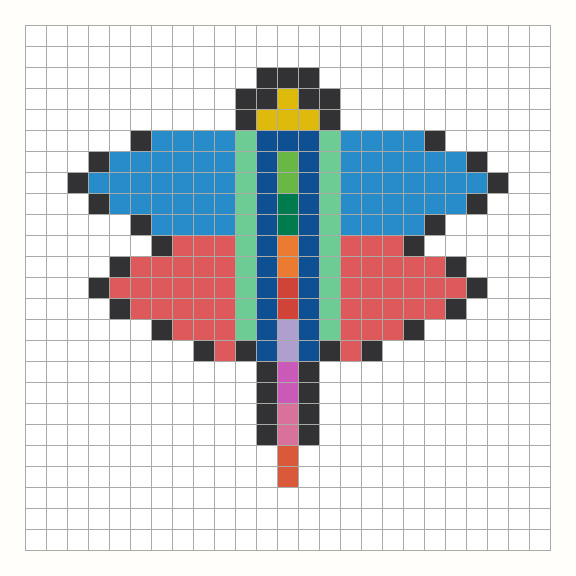 Dragonfly Perler Bead Pattern editable grid preview