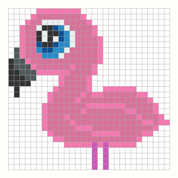 Flamingo Perler Bead editable grid preview