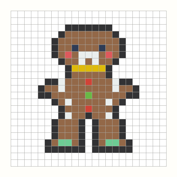 Gingerbread Man Perler Bead Pattern editable grid preview