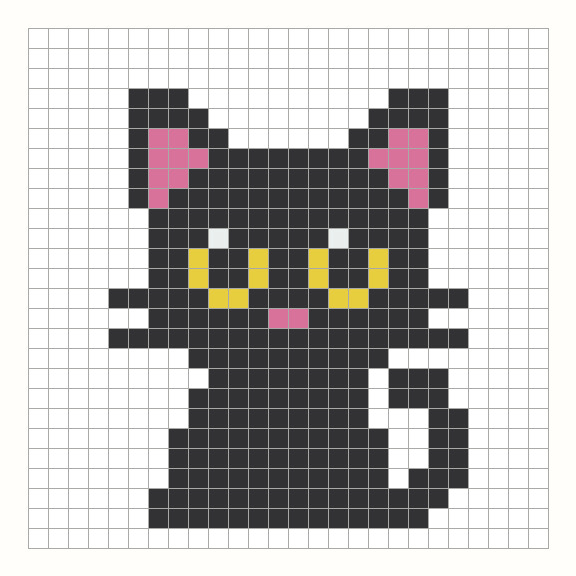 Cat Perler Bead Pattern editable grid preview