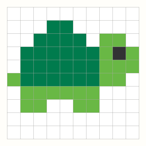 Small Turtle Perler Bead Pattern editable grid preview