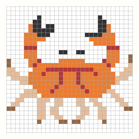 Crab Perler Bead Pattern editable grid preview