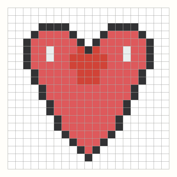 Heart Perler Bead Pattern editable grid preview