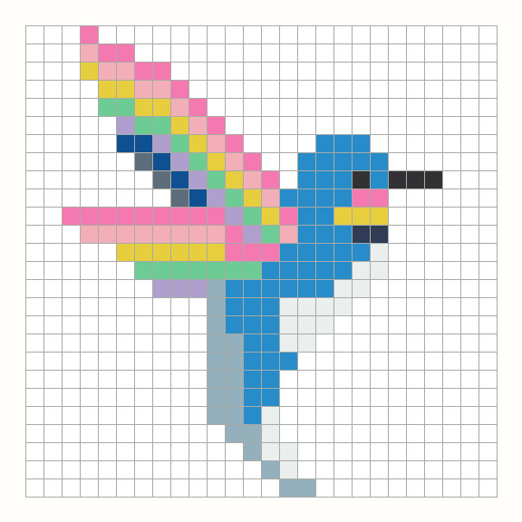 Hummingbird Perler Bead Pattern editable grid preview