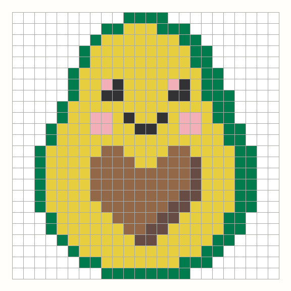 Avocado Perler Bead Pattern editable grid preview