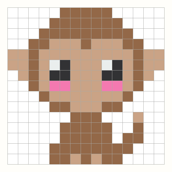 Monkey Perler Bead Pattern editable grid preview