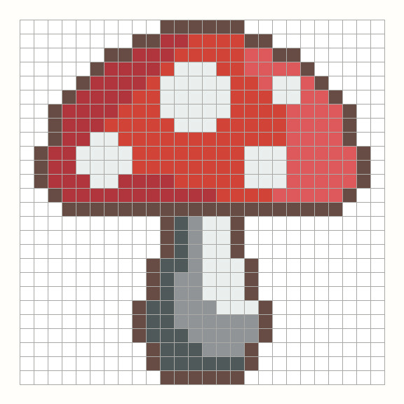 Mushroom Perler Bead Pattern editable grid preview