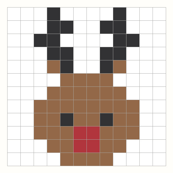 Perler Bead Reindeer Pattern editable grid preview