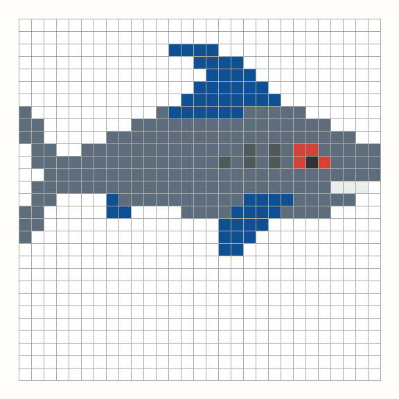 Shark Perler Bead Pattern editable grid preview
