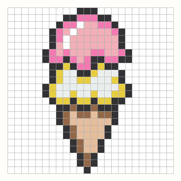 Ice Cream Perler Bead Pattern editable grid preview