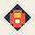 Geometric emblem converted to 32 by 32 pixel art using 4 colors