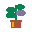 Transparent plant converted to 32 by 32 pixel art using 4 colors