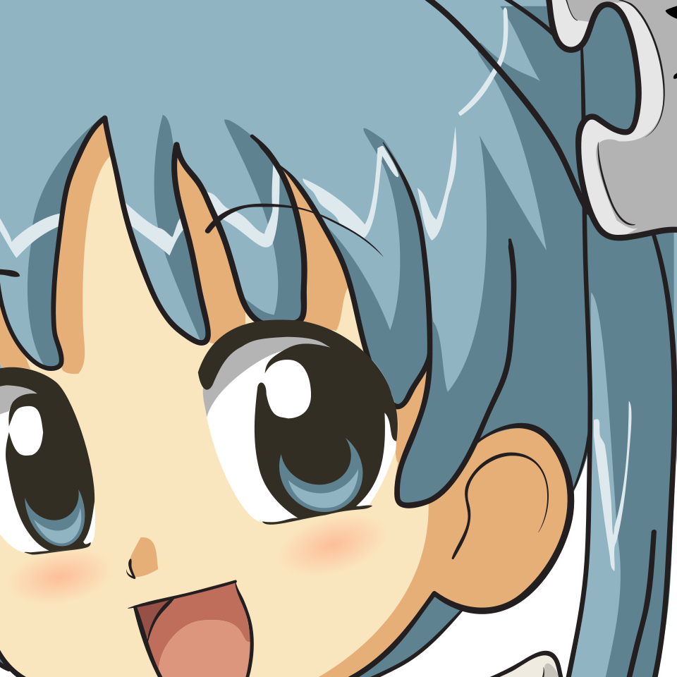 Original Wikipe-tan anime face with blue hair, bold eyes and simple flat colors